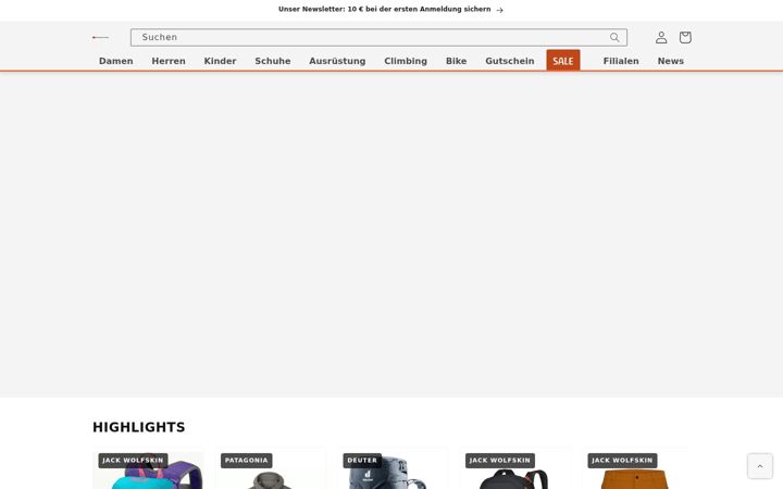 Screenshot ta' backpacker-stores.de
