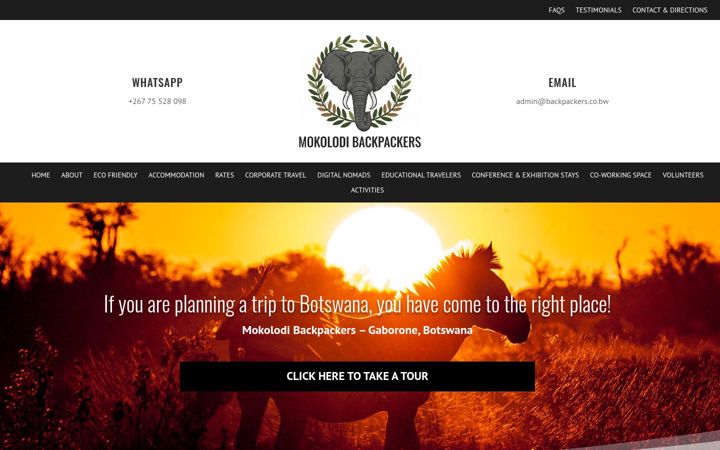 Screenshot of backpackers.co.bw