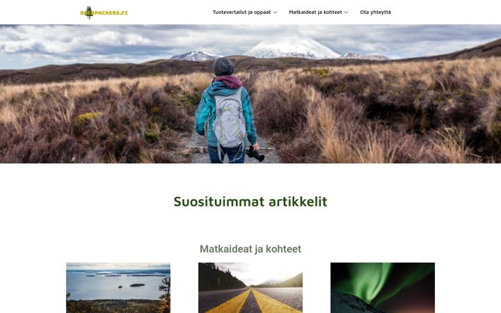 Screenshot of backpackers.fi