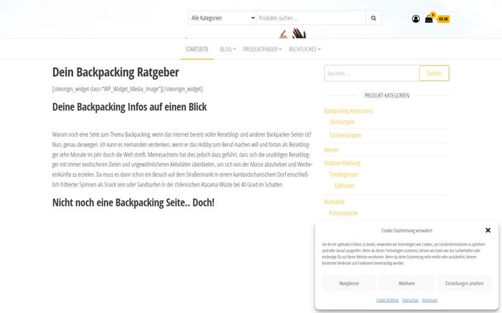 Snimka zaslona za backpacking-ratgeber.de
