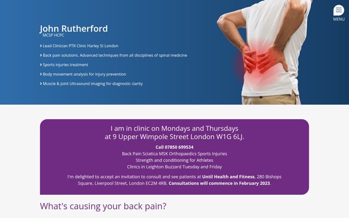 Screenshot of backpainspecialistslondon.co.uk