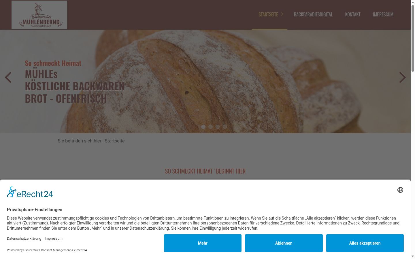 Screenshot des Einwilligungsbanners vor jeglicher Interaktion