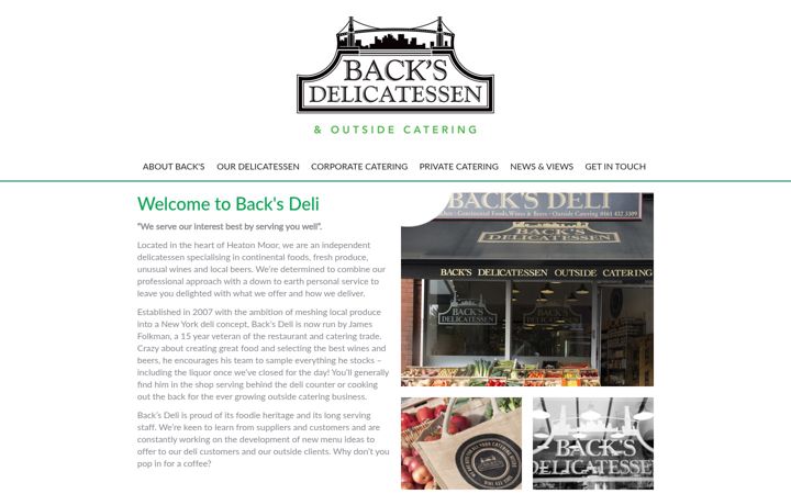 Screenshot of backsdeli.com
