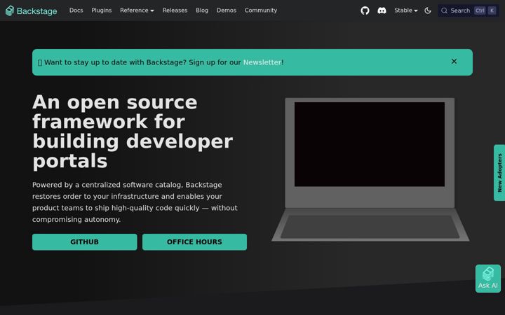 Screenshot of backstage.io