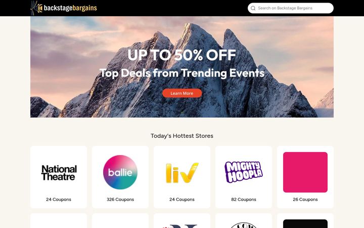 Screenshot of backstagebargains.co.uk