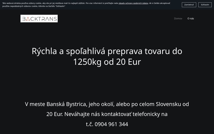 Snímek obrazovky backtrans.sk