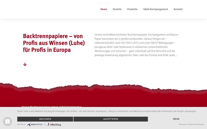 Screenshot of backtrennpapier.de