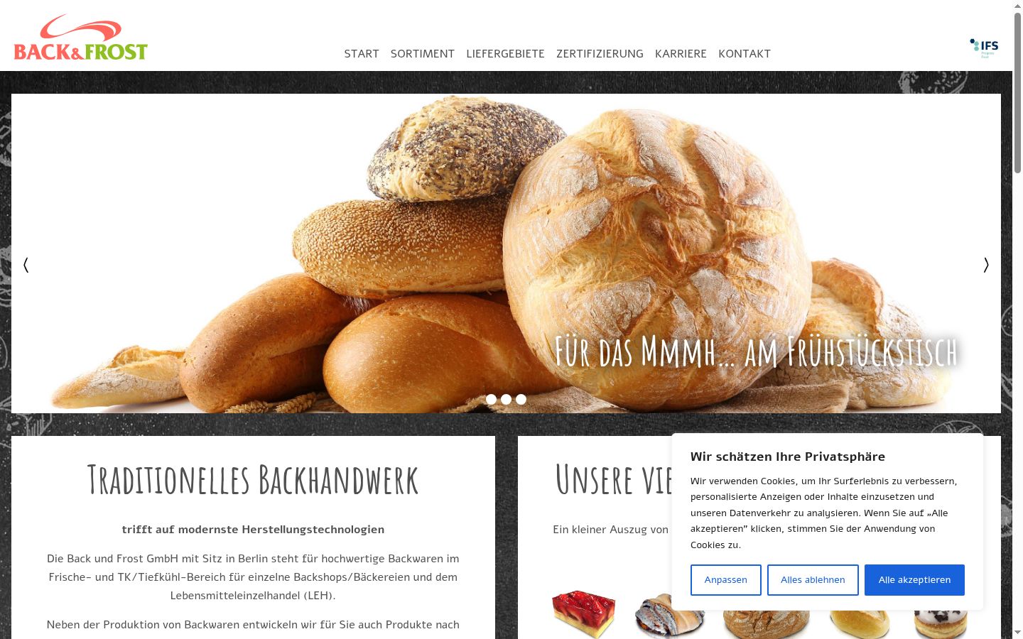 Screenshot del banner di consenso mostrato prima di qualsiasi interazione