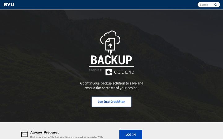 Screenshot of backup.byu.edu