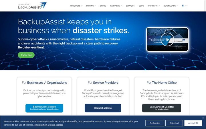 Screenshot of backupassist.com