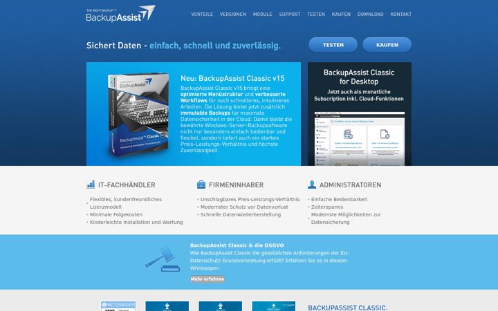 Screenshot of backupassist.de