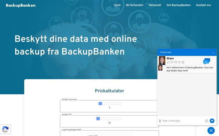 Screenshot of backupbanken.no