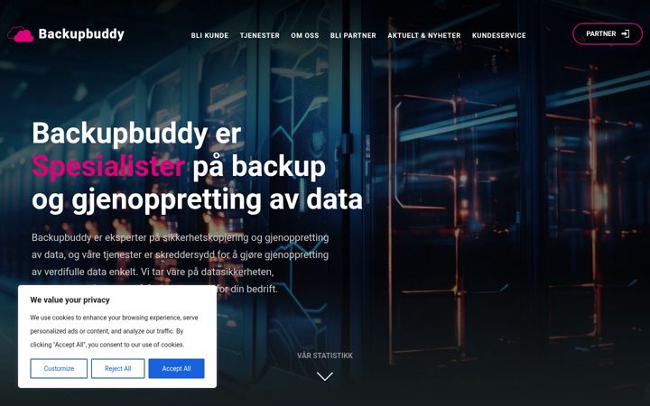 Screenshot of backupbuddy.no
