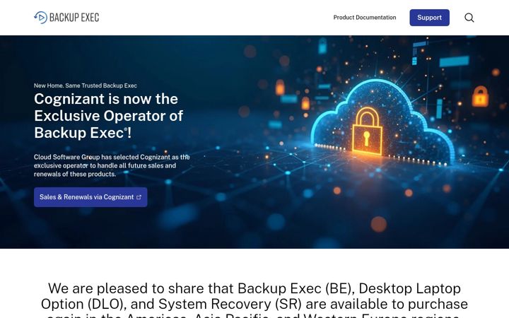 Screenshot of backupexec.com