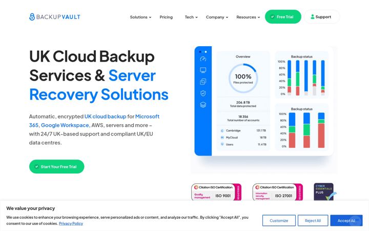 Screenshot of backupvault.co.uk