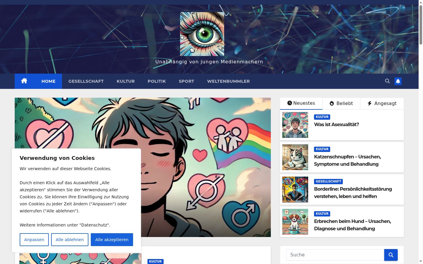 Képernyőkép a bármilyen interakció előtt megjelenő hozzájárulási bannerről