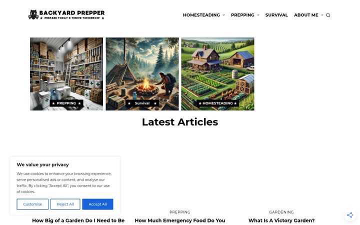 Screenshot of backyardprepper.com