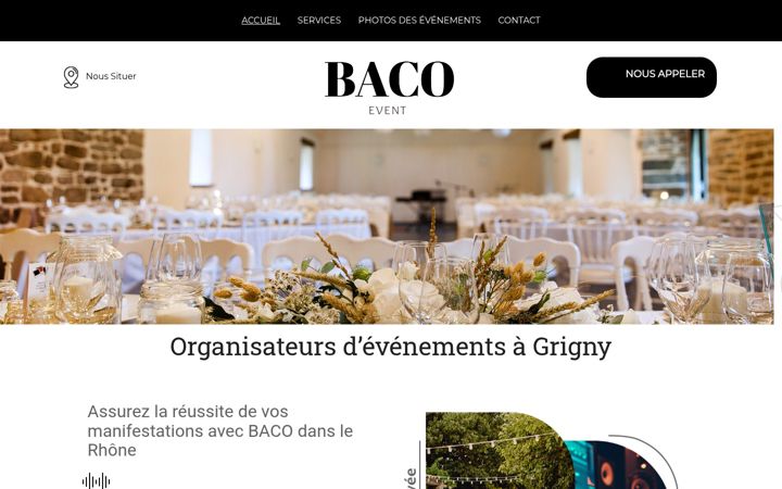 Screenshot of bacoevent.fr