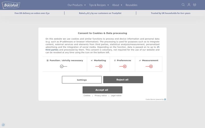 Screenshot of bacofoil.co.uk