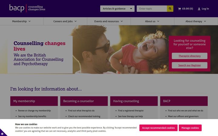 Screenshot of bacp.co.uk