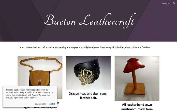 Screenshot of bactonleathercraft.com