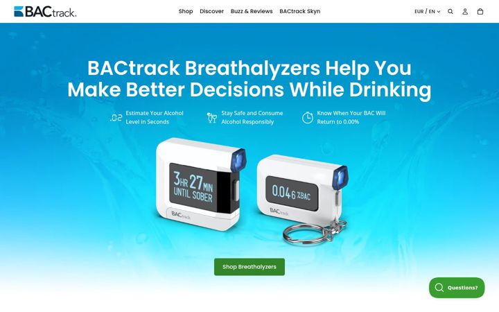 Screenshot of bactrack.com
