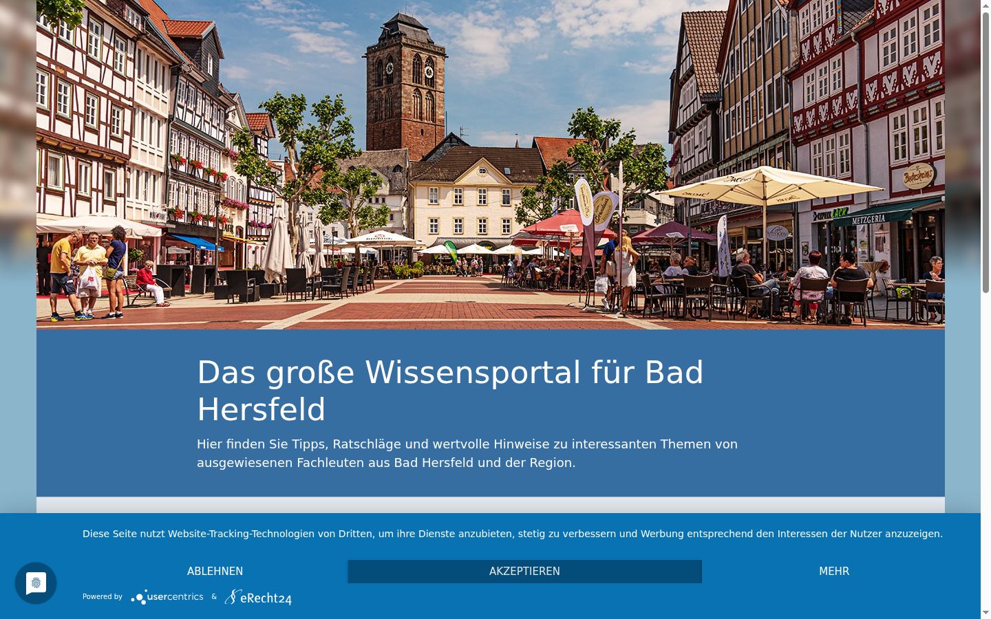 Screenshot des Einwilligungsbanners vor jeglicher Interaktion
