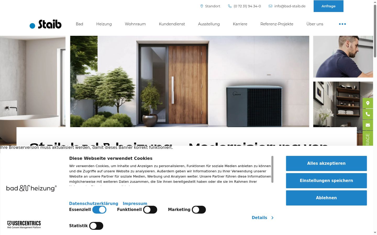 Screenshot del banner di consenso mostrato prima di qualsiasi interazione