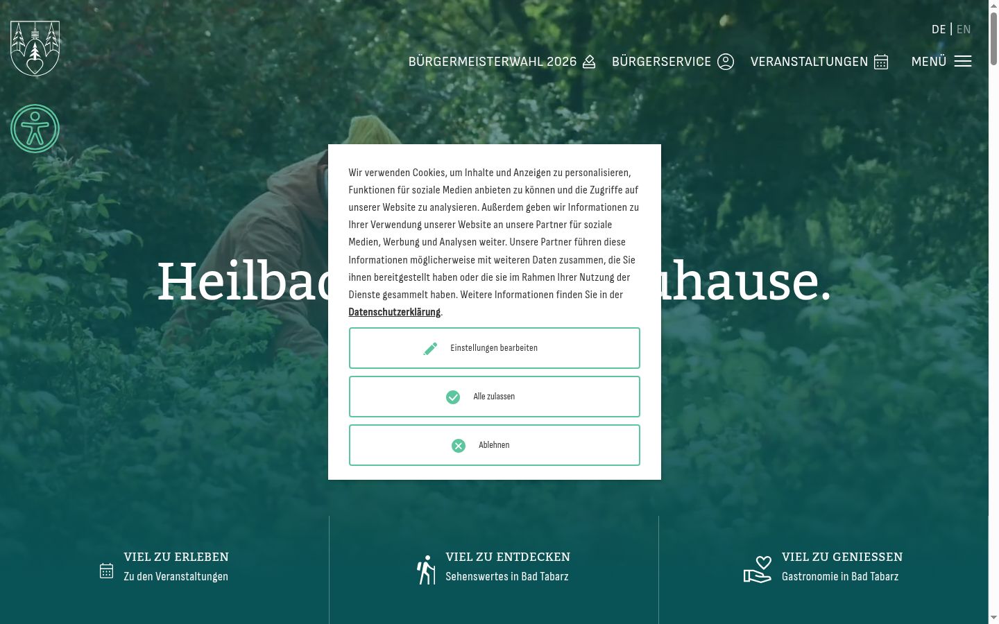 Capture d'écran de la bannière de consentement affichée avant toute interaction