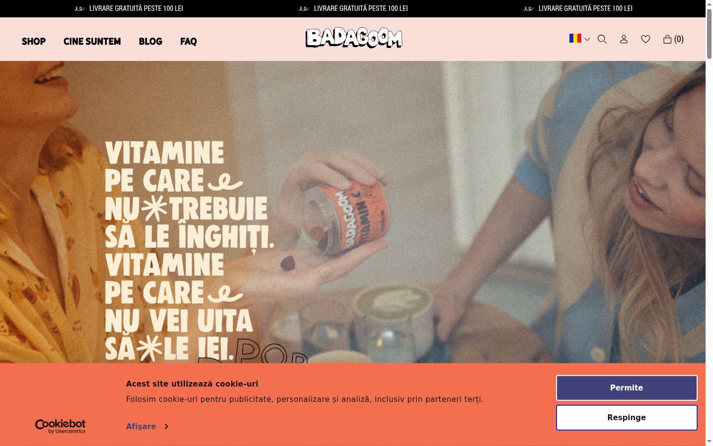 Sutikimo reklamjuostės, rodytos prieš bet kokią sąveiką, ekrano kopija