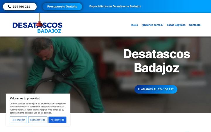 Screenshot of badajozdesatascos.com