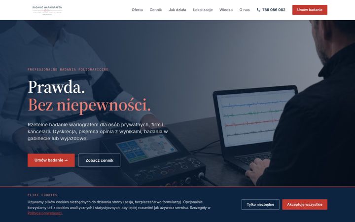 Screenshot of badaniewariografem.pl