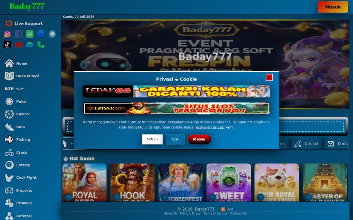 Screenshot of baday777.com