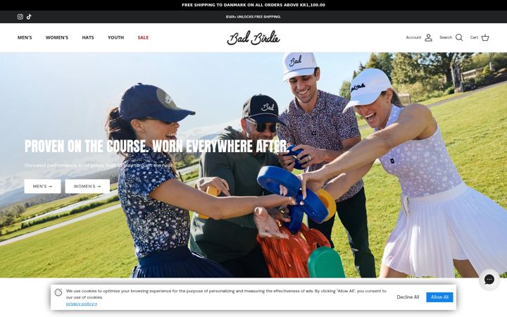 Screenshot of badbirdiegolf.com