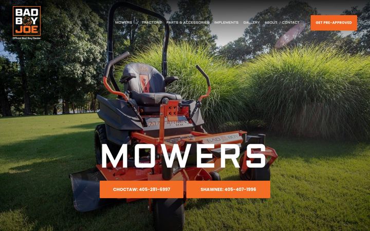 Screenshot of badboymower.com