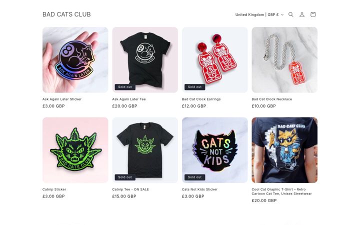 Screenshot of badcatsclub.com