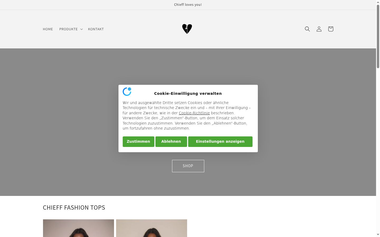 Screenshot van de toestemmingsbanner zoals getoond vóór enige interactie