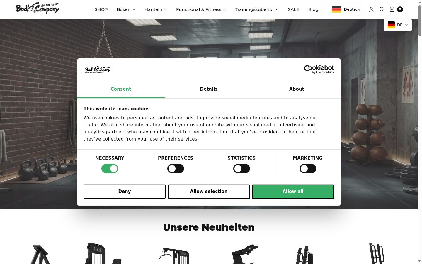 Screenshot of the consent banner shown before any interaction