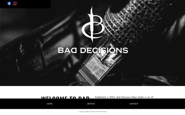 Screenshot of baddecisionstattoostudio.com