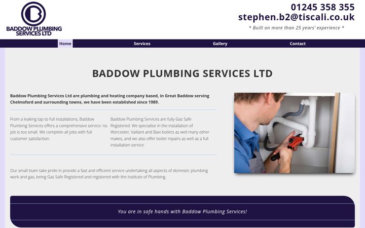 Screenshot of baddowplumbingservicesltd.co.uk