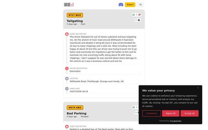 Screenshot of baddrivers.uk
