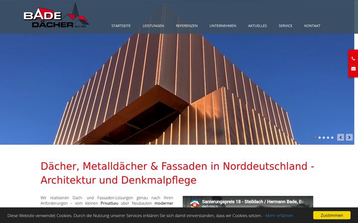 Screenshot von bade-daecher.de