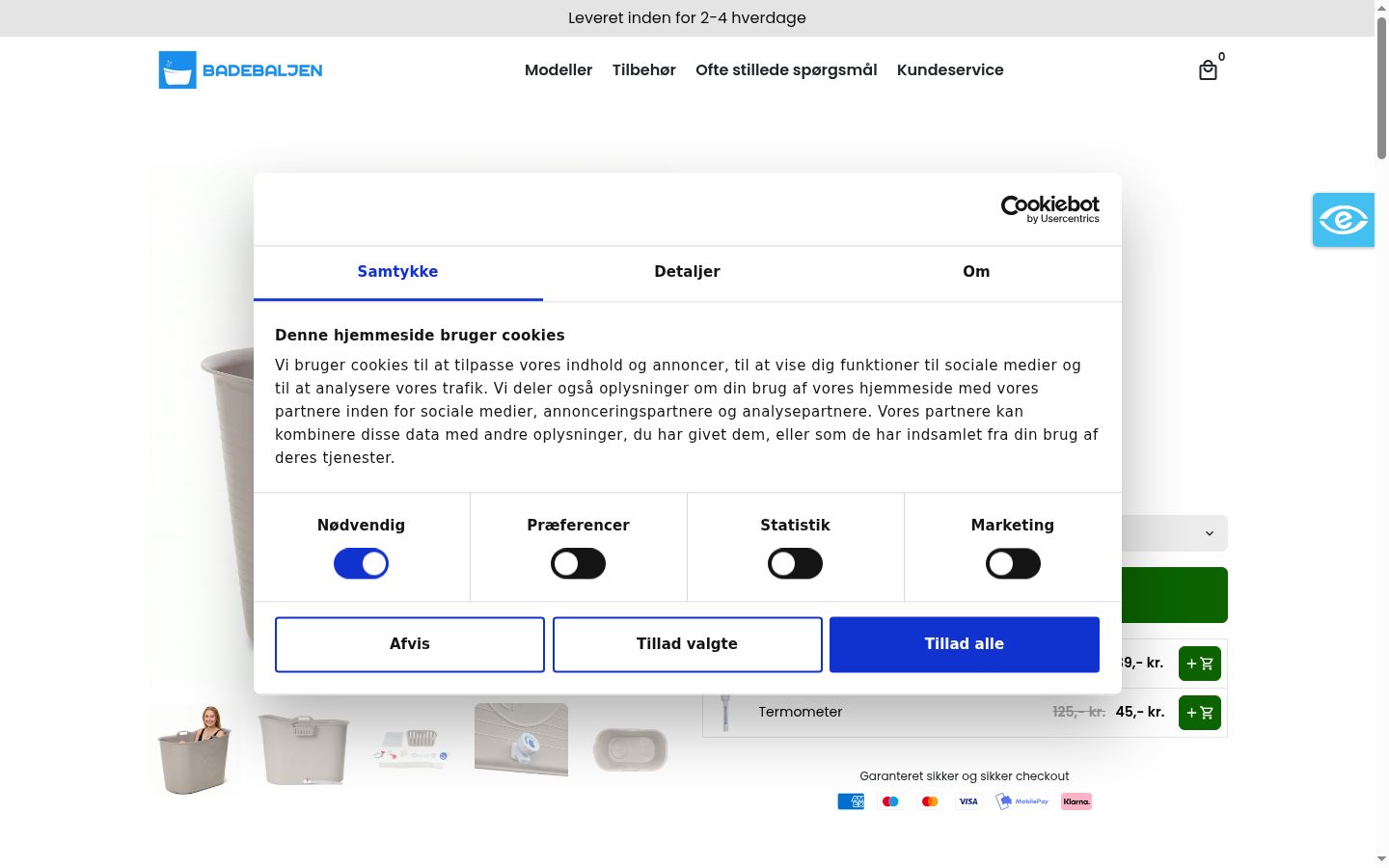 Screenshot van de toestemmingsbanner zoals getoond vóór enige interactie