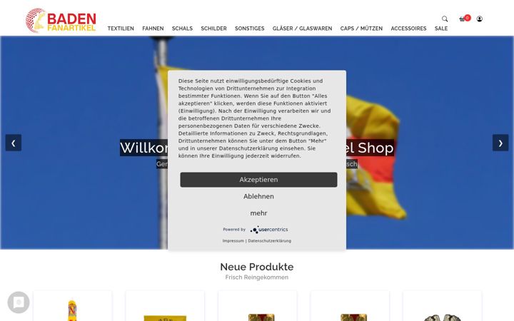 Screenshot of baden-fanartikel.de