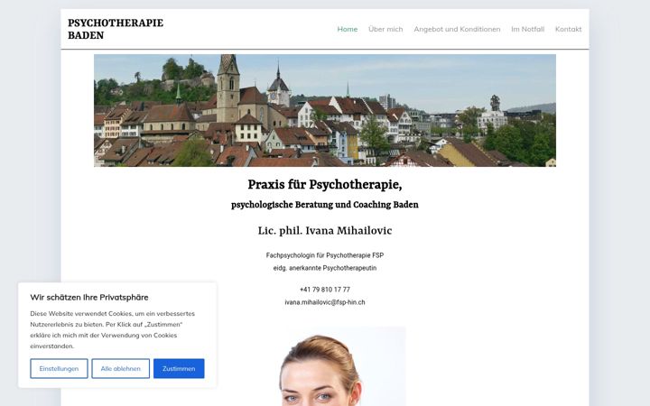 Skærmbillede af baden-psychotherapie.ch