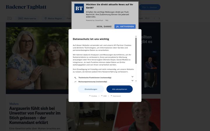 Screenshot of badenertagblatt.ch
