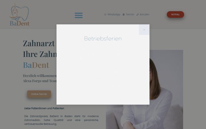 Screenshot of badent-zahnarztpraxis.ch