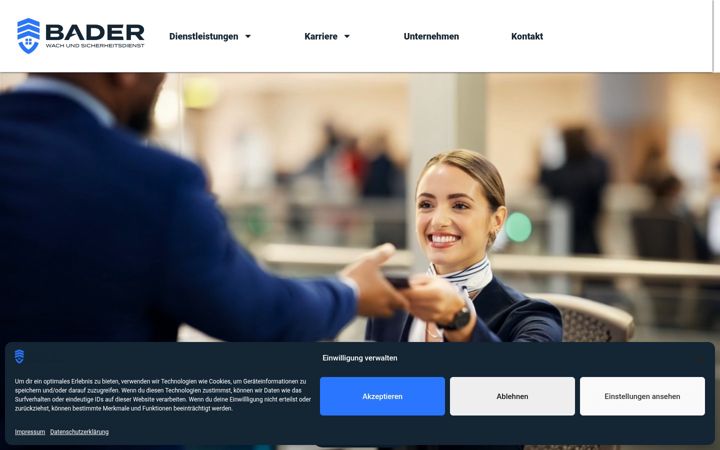 Screenshot stránky bader-wach-sicherheitsdienst.de