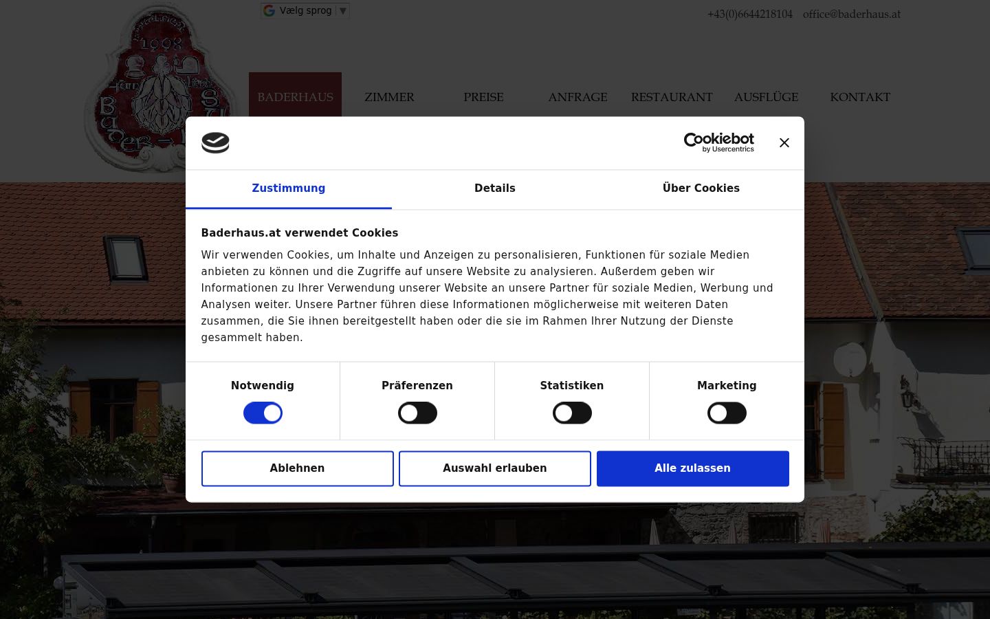 Screenshot del banner di consenso mostrato prima di qualsiasi interazione