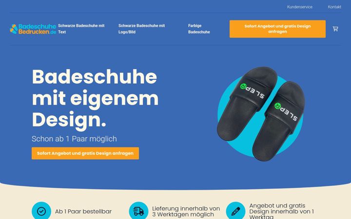 Screenshot of badeschuhebedrucken.de